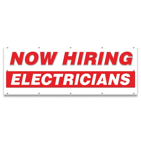 Now Hiring Electricians Banner Apply Inside Accepting Application Single Sided
